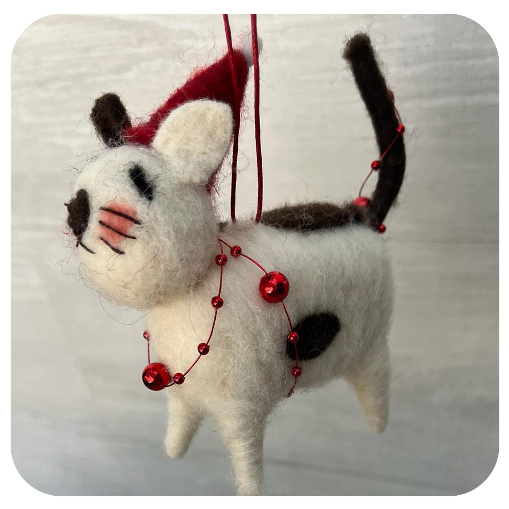 Felt Cat with Christmas Decorations