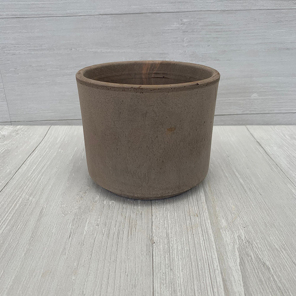 Greige Cylinder Clay Pot