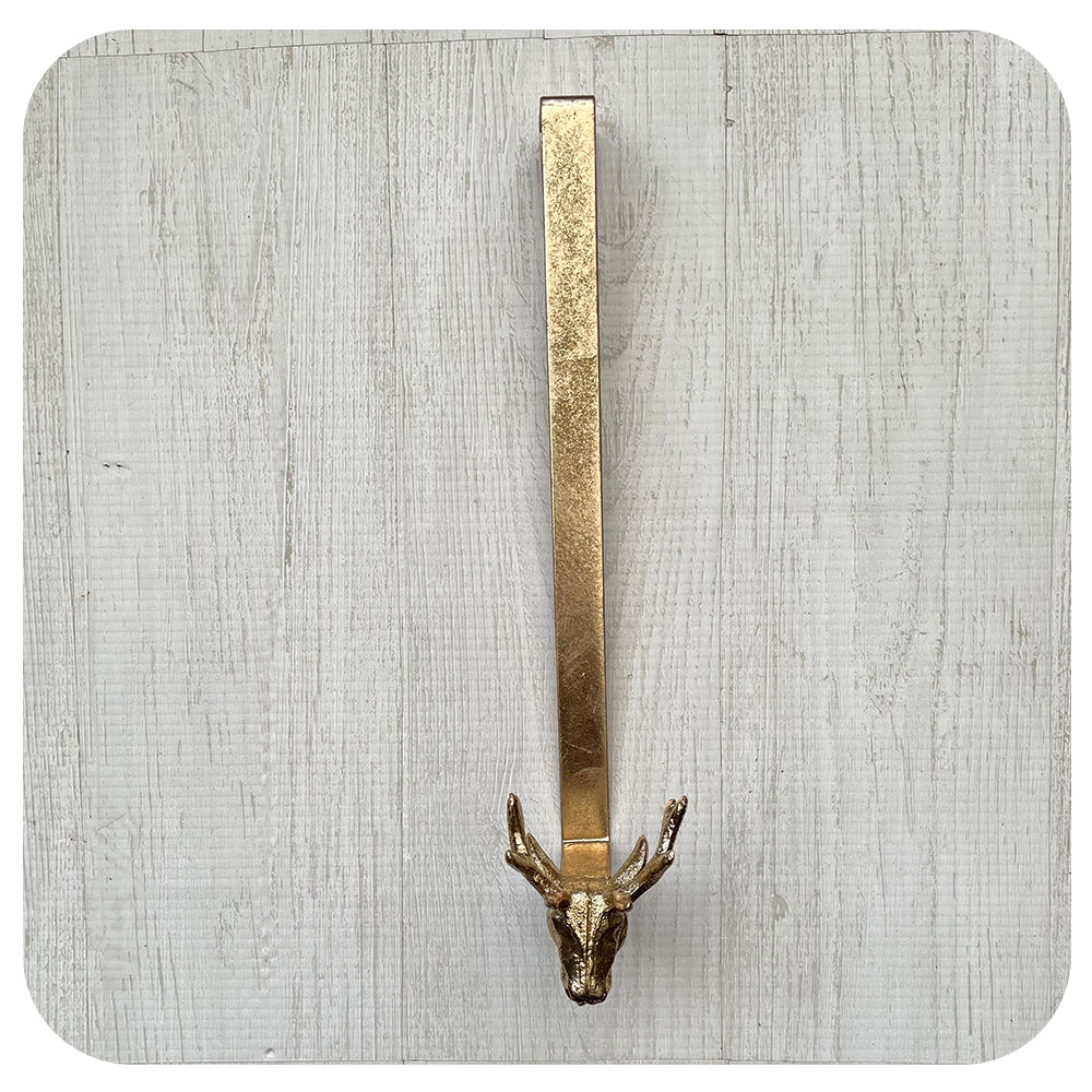 Gold Iron Wreath Hanger with Reindeer Head