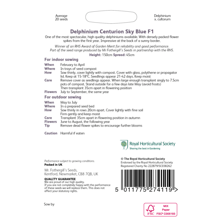 Delphinium 'Centurion Blue' Seeds (Past Expiration Date)