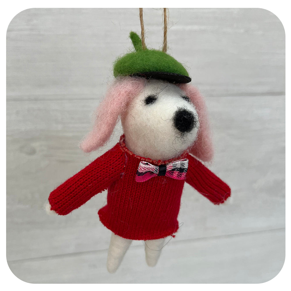 Felt Dog with Beret