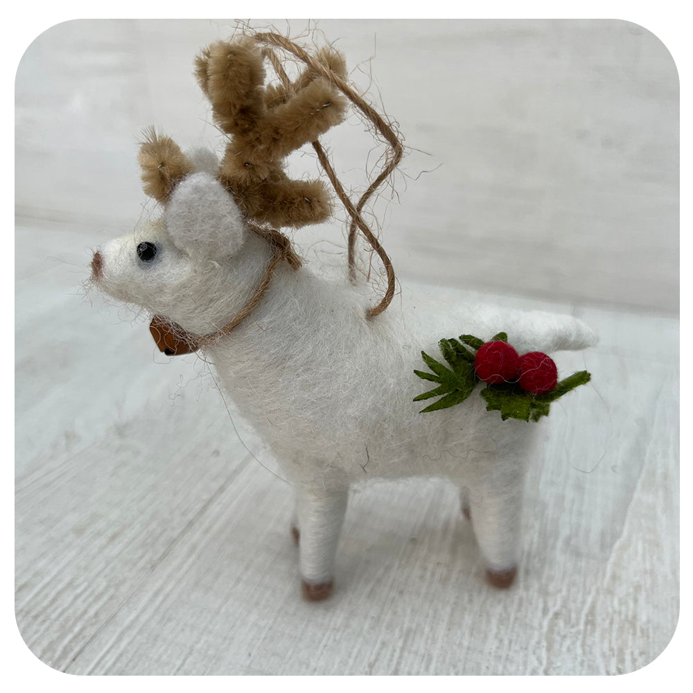 Felt Reindeer with Holly