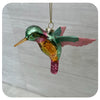 Green Glass Hummingbird with Glittery Pink Wings