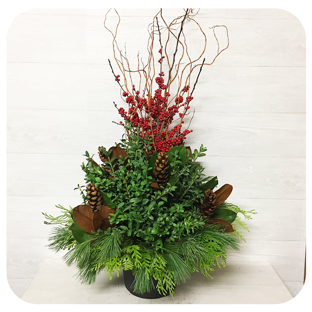 Urn - Ilex with willow