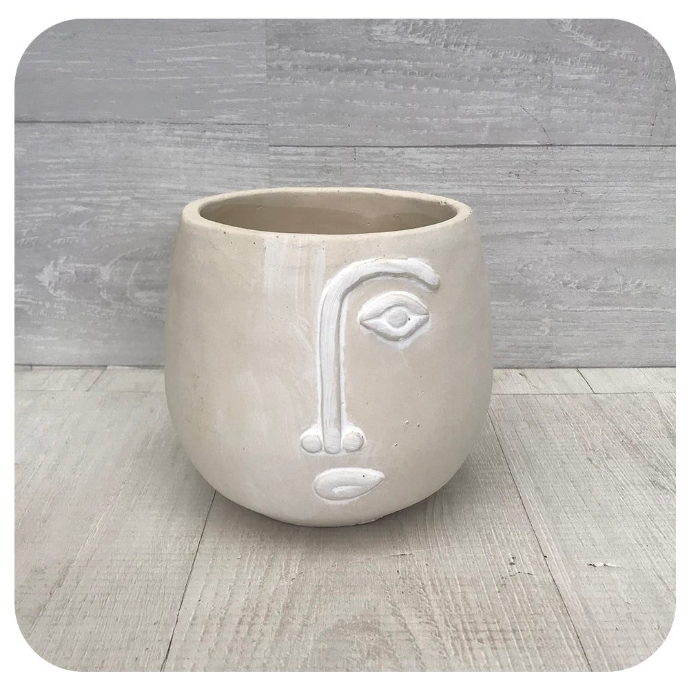 Half Face Planter - Glazed