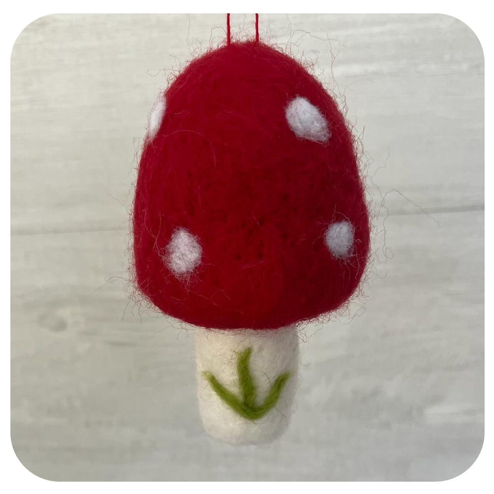 Felt Mushroom with Green Accent