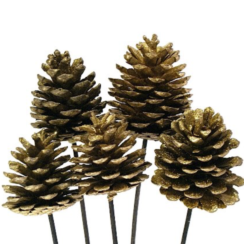 Pinecones - Gold Glitter