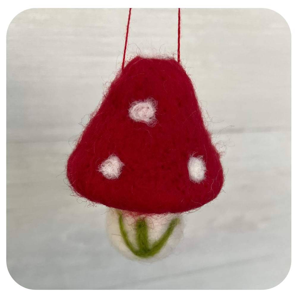Felt Mushroom with Green Accent