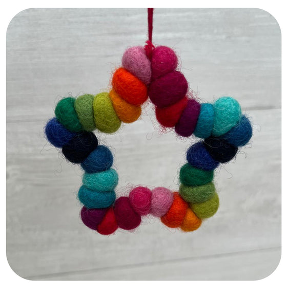 Rainbow Pompom Star