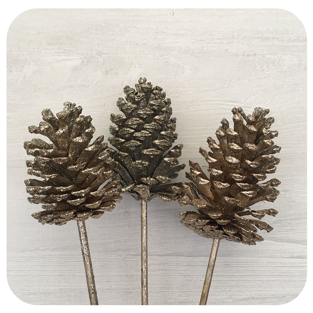 Pinecones - Gold Glitter