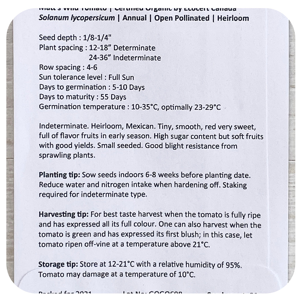 Tomato 'Matt's Wild Cherry' Seeds (Organic)
